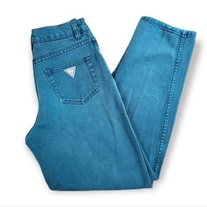 Guess Vintage 90s Teal High-Waisted Tapered Jeans Size 28